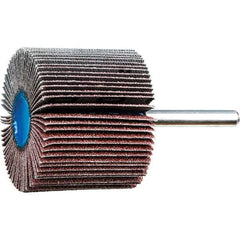 PFERD - 2" Diam x 1-1/2" Face Width, Aluminum Oxide Coated Mounted Flap Wheel - 1/4" Shank Mount, 60 Grit, 15,000 Max RPM - Eagle Tool & Supply