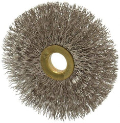 Osborn - 3" OD, 1/2" Arbor Hole, Crimped Stainless Steel Wheel Brush - 1/4" Face Width, 1" Trim Length, 0.014" Filament Diam, 20,000 RPM - Eagle Tool & Supply