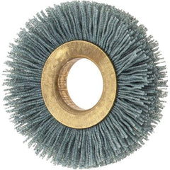 Osborn - 2" OD, 5/8" Arbor Hole, Crimped Nylon Wheel Brush - 3/8" Face Width, 7/16" Trim Length, 0.022" Filament Diam, 15,000 RPM - Eagle Tool & Supply