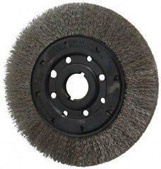 Osborn - 8" OD, 1-1/4" Arbor Hole, Crimped Stainless Steel Wheel Brush - 3/4" Face Width, 1-1/2" Trim Length, 0.0104" Filament Diam, 4,500 RPM - Eagle Tool & Supply