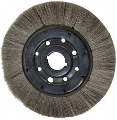 Osborn - 8" OD, 1-1/4" Arbor Hole, Crimped Stainless Steel Wheel Brush - 3/4" Face Width, 1-1/2" Trim Length, 0.005" Filament Diam, 4,500 RPM - Eagle Tool & Supply