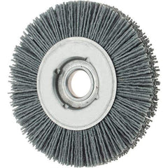 Osborn - 4" OD, 5/8" Arbor Hole, Crimped Nylon Wheel Brush - 5/8" Face Width, 3/4" Trim Length, 0.04" Filament Diam, 12,000 RPM - Eagle Tool & Supply