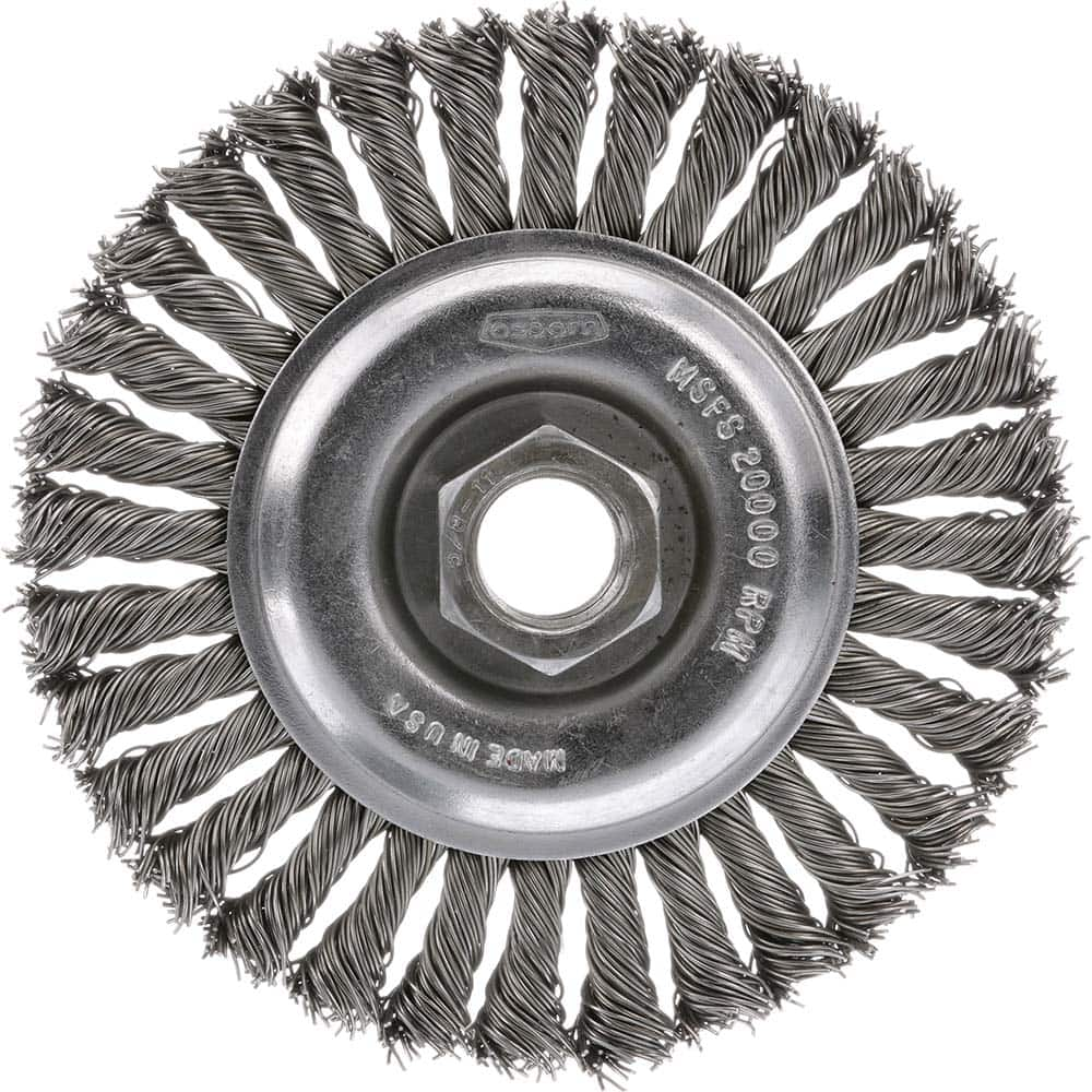 Osborn - Wheel Brushes; Wire Type: Knotted ; Fill Material: Stainless Steel ; Trim Length (Inch): 1-11/16 ; Filament Wire Diameter Range: 0.0300 & Above ; Filament/Wire Diameter (Decimal Inch): 0.0160 - Exact Industrial Supply