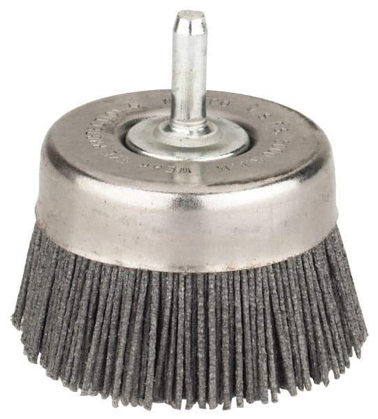 Osborn - 2-1/2" Diam, 1/4" Shank Straight Wire Silicon Carbide Cup Brush - Medium Grade, 1" Trim Length, 5,000 Max RPM - Eagle Tool & Supply