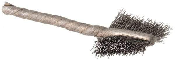 Osborn - 5/8" Diam Flat Stainless Steel Tube Brush - 0.005" Filament Diam, 5/8" Brush Length, 2-1/4" OAL, 1/8" Diam Shank - Eagle Tool & Supply