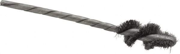 Osborn - 1" Long x 7/16" Diam Steel Internal Spiral Brush - Single Spiral, 3-1/2" OAL, 0.005" Wire Diam, 1/8" Shank Diam - Eagle Tool & Supply