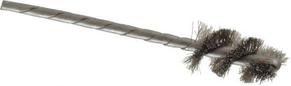 Osborn - 1/2" Diam Helical Stainless Steel Tube Brush - 0.005" Filament Diam, 1" Brush Length, 3-1/2" OAL, 1/8" Diam Shank - Eagle Tool & Supply