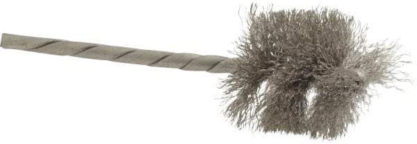 Osborn - 1" Diam Helical Stainless Steel Tube Brush - 0.005" Filament Diam, 1" Brush Length, 3-1/2" OAL, 1/8" Diam Shank - Eagle Tool & Supply