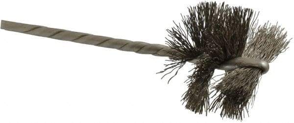 Osborn - 1-1/4" Diam Helical Stainless Steel Tube Brush - 0.008" Filament Diam, 1" Brush Length, 3-1/2" OAL, 1/8" Diam Shank - Eagle Tool & Supply