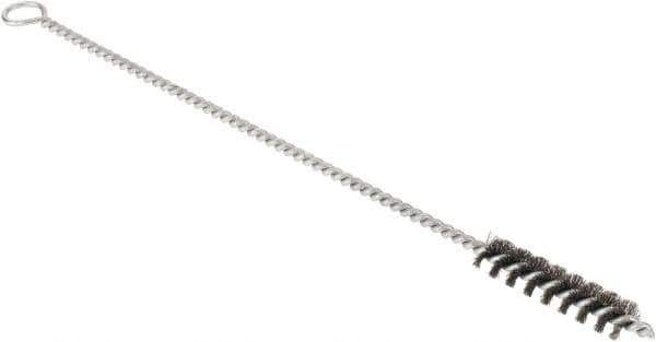 Osborn - 3/8" Diam Helical Steel Tube Brush - Single Spiral, 0.004" Filament Diam, 1-1/2" Brush Length, 8" OAL, 0.132" Diam Shank - Eagle Tool & Supply