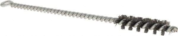Osborn - 1/2" Diam Helical Steel Tube Brush - Single Spiral, 0.006" Filament Diam, 2" Brush Length, 8" OAL, 0.221" Diam Shank - Eagle Tool & Supply