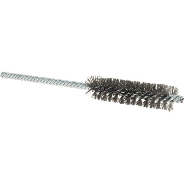 Osborn - 1/2" Diam Helical Steel Tube Brush - Double Spiral, 0.004" Filament Diam, 2" Brush Length, 5" OAL, 0.187" Diam Shank - Eagle Tool & Supply