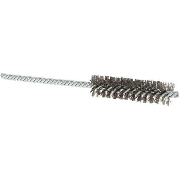Osborn - 1/2" Diam Helical Stainless Steel Tube Brush - Double Spiral, 0.004" Filament Diam, 2" Brush Length, 5" OAL, 0.187" Diam Shank - Eagle Tool & Supply