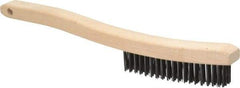 Osborn - 3 Rows x 19 Columns Steel Scratch Brush - 6" Brush Length, 13-11/16" OAL, 1-1/8" Trim Length, Wood Curved Handle - Eagle Tool & Supply