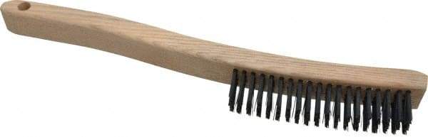 Osborn - 4 Rows x 19 Columns Steel Scratch Brush - 6" Brush Length, 13-11/16" OAL, 1-1/8" Trim Length, Wood Curved Handle - Eagle Tool & Supply