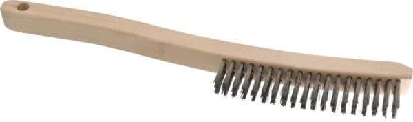 Osborn - 3 Rows x 19 Columns Stainless Steel Scratch Brush - 6" Brush Length, 13-11/16" OAL, 1-1/8" Trim Length, Wood Curved Handle - Eagle Tool & Supply
