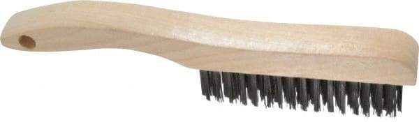 Osborn - 4 Rows x 16 Columns Steel Scratch Brush - 5-1/4" Brush Length, 10" OAL, 1-1/8" Trim Length, Wood Shoe Handle - Eagle Tool & Supply