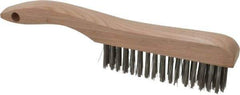 Osborn - 4 Rows x 16 Columns Stainless Steel Scratch Brush - 5-1/4" Brush Length, 10" OAL, 1-1/8" Trim Length, Wood Shoe Handle - Eagle Tool & Supply