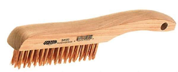 Osborn - 4 Rows x 16 Columns Bronze Scratch Brush - 5-1/4" Brush Length, 10" OAL, 1-1/8" Trim Length, Wood Shoe Handle - Eagle Tool & Supply