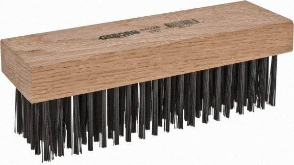 Osborn - 6 Rows x 19 Columns Steel Scratch Brush - 7-1/4" Brush Length, 1-11/16" Trim Length, Wood Straight Handle - Eagle Tool & Supply