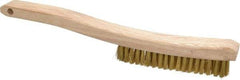 Osborn - 4 Rows x 18 Columns Brass Plater's Brush - 5-3/4" Brush Length, 13-1/4" OAL, 1" Trim Length, Wood Curved Handle - Eagle Tool & Supply