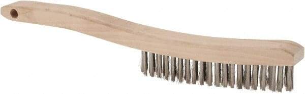 Osborn - 4 Rows x 18 Columns Stainless Steel Plater's Brush - 5-3/4" Brush Length, 13-1/4" OAL, 1" Trim Length, Wood Curved Handle - Eagle Tool & Supply