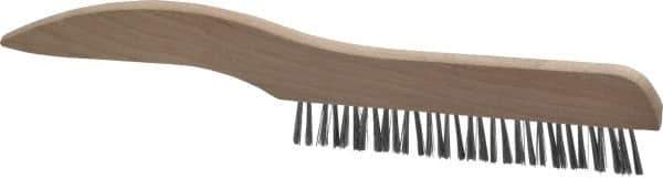Osborn - 1 Rows x 16 Columns Steel Plater's Brush - 5" Brush Length, 10" OAL, 3/4" Trim Length, Wood Shoe Handle - Eagle Tool & Supply