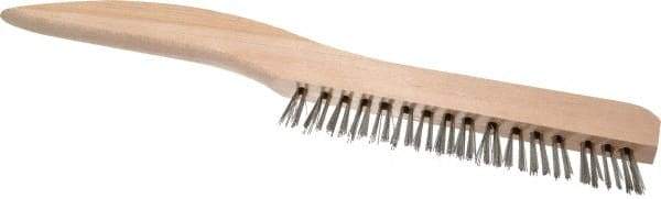 Osborn - 1 Rows x 16 Columns Stainless Steel Plater's Brush - 5" Brush Length, 10" OAL, 3/4" Trim Length, Wood Shoe Handle - Eagle Tool & Supply