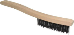 Osborn - 3 Rows x 14 Columns Steel Scratch Brush - 13-3/4" OAL, 1-1/2" Trim Length, Wood Curved Handle - Eagle Tool & Supply