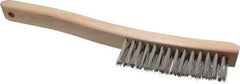 Osborn - 3 Rows x 14 Columns Stainless Steel Scratch Brush - 13-3/4" OAL, 1-1/2" Trim Length, Wood Curved Handle - Eagle Tool & Supply