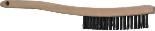 Osborn - 3 Rows x 19 Columns Steel Scratch Brush - 6" Brush Length, 13-3/4" OAL, 1-1/8" Trim Length, Wood Curved Handle - Eagle Tool & Supply
