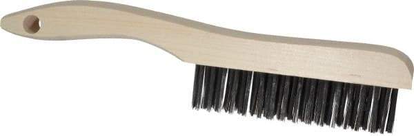 Osborn - 4 Rows x 16 Columns Steel Scratch Brush - 5-1/4" Brush Length, 10" OAL, 1-1/8" Trim Length, Wood Shoe Handle - Eagle Tool & Supply