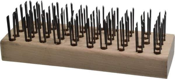Osborn - 5 Rows x 10 Columns Steel Scratch Brush - 7-5/8" Brush Length, 7-5/8" OAL, 1" Trim Length, Wood Straight Handle - Eagle Tool & Supply