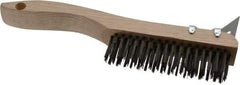 Osborn - 4 Rows x 16 Columns Steel Scratch Brush - 5-1/4" Brush Length, 10" OAL, 1-1/8" Trim Length, Wood Shoe Handle - Eagle Tool & Supply