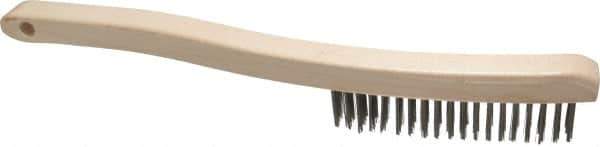Osborn - 3 Rows x 19 Columns Stainless Steel Scratch Brush - 6" Brush Length, 13-3/4" OAL, 1-1/8" Trim Length, Wood Curved Handle - Eagle Tool & Supply