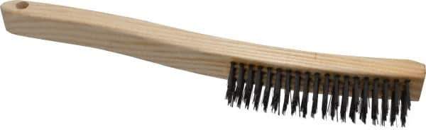 Osborn - 4 Rows x 19 Columns Steel Scratch Brush - 6" Brush Length, 13-11/16" OAL, 1-1/8" Trim Length, Wood Curved Handle - Eagle Tool & Supply