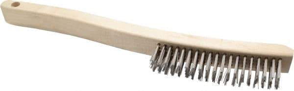 Osborn - 4 Rows x 19 Columns Stainless Steel Scratch Brush - 6" Brush Length, 13-11/16" OAL, 1-1/8" Trim Length, Wood Curved Handle - Eagle Tool & Supply