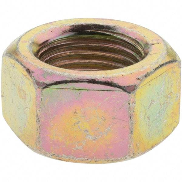 Value Collection - 5/8-18 UNF Steel Right Hand Hex Nut - 15/16" Across Flats, 35/64" High, Zinc Yellow Dichromate Finish - Eagle Tool & Supply