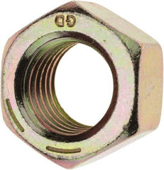 Value Collection - 1-8 UNC Steel Right Hand Hex Nut - 1-1/2" Across Flats, 55/64" High, Zinc Yellow Dichromate Finish - Eagle Tool & Supply