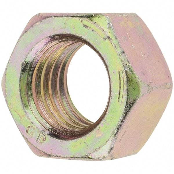 Value Collection - 5/8-11 UNC Steel Right Hand Hex Nut - 15/16" Across Flats, 35/64" High, Zinc Yellow Dichromate Finish - Eagle Tool & Supply