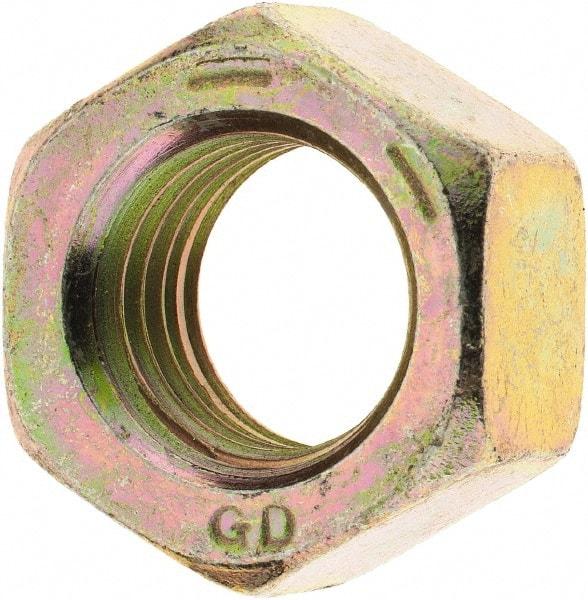 Value Collection - 3/4-10 UNC Steel Right Hand Hex Nut - 1-1/8" Across Flats, 41/64" High, Zinc Yellow Dichromate Finish - Eagle Tool & Supply