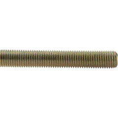 Value Collection - 1-8 UNC (Coarse), 3' Long, Low Carbon Steel Threaded Rod - Yellow Zinc-Plated Finish, Right Hand Thread - Eagle Tool & Supply