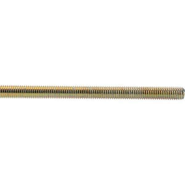 Value Collection - 1/2-13 UNC (Coarse), 3' Long, Low Carbon Steel Threaded Rod - Yellow Zinc-Plated Finish, Right Hand Thread - Eagle Tool & Supply