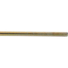 Value Collection - 1/2-13 UNC (Coarse), 3' Long, Low Carbon Steel Threaded Rod - Yellow Zinc-Plated Finish, Right Hand Thread - Eagle Tool & Supply