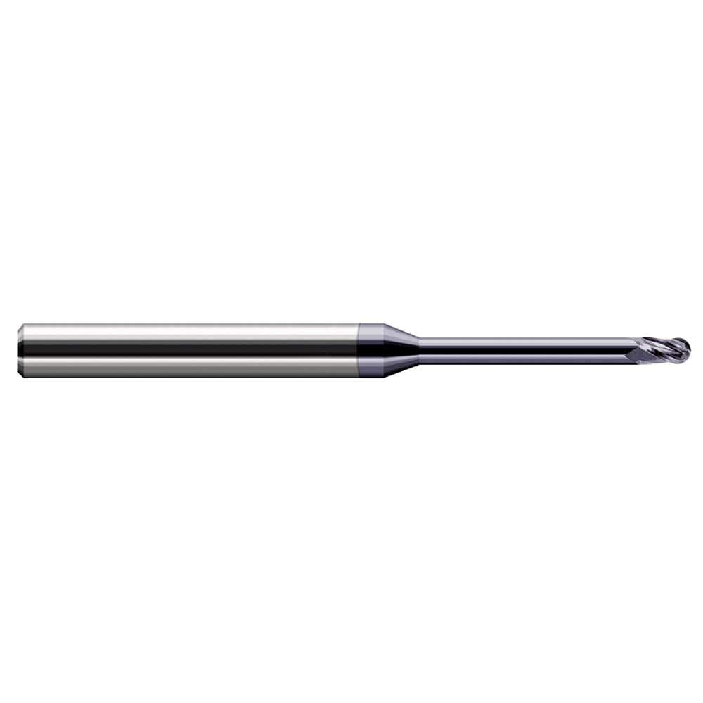 Harvey Tool - Ball End Mills; Mill Diameter (Decimal Inch): 0.0250 ; Number of Flutes: 3 ; Length of Cut (Decimal Inch): 0.0370 ; Material: Solid Carbide ; Overall Length (Inch): 2-1/2 ; Overall Length (Decimal Inch): 2.50000