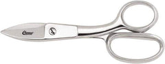 Clauss - 5" LOC, 7-3/4" OAL Chrome Plated Straight Shears - Serrated, Steel Straight Handle, For Paper, Fabric - Eagle Tool & Supply