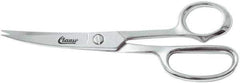 Clauss - 5" LOC, 8-1/2" OAL Chrome Plated Curved Shears - Steel Offset Handle, For Paper, Fabric - Eagle Tool & Supply