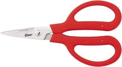 Clauss - 3" LOC, 9-1/4" OAL Stainless Steel Blunt Point Trimmers - Serrated, Plastic Handle, For Paper, Fabric - Eagle Tool & Supply