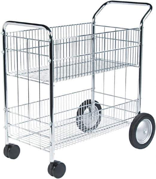 FELLOWES - 200 Lb Capacity, 21-1/2" Wide x 37-1/2" Long x 39-1/2" High Mail Cart - 1 Shelf, Steel - Eagle Tool & Supply