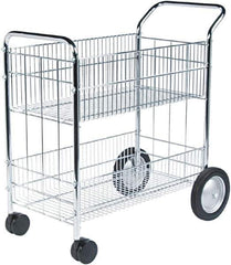 FELLOWES - 200 Lb Capacity, 21-1/2" Wide x 37-1/2" Long x 39-1/2" High Mail Cart - 1 Shelf, Steel - Eagle Tool & Supply